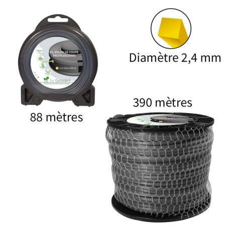 Fil carré ø2.4 mm pour débroussailleuse Fil carré ø2.4 mm pour débroussailleuse