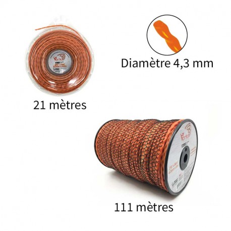 NOUVEAU Fil Vortex avec alu ø4.3 mm pour débroussailleuse NOUVEAU Fil Vortex avec alu ø4.3 mm pour débroussailleuse